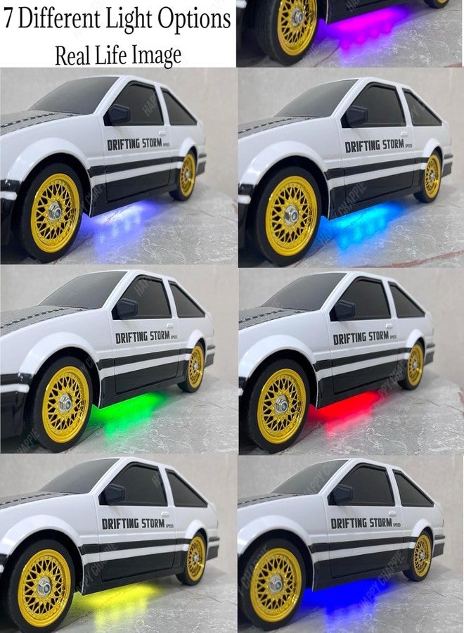 Bhavenu - High Speed 30 KM/H Hobby Grade RC Drift Car LED Headlights & Taillights | 2.4GHz Remote Controller with Throttle Control | Includes 4 Traffic Cones + 4 Extra Wheels | Suitable 6+ Ages - Image 5
